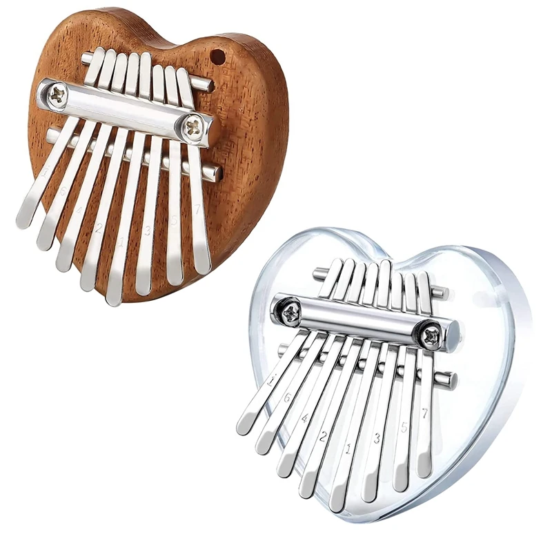 

2 Pack Mini Kalimba Thumb Piano 8 Keys Portable Finger Piano With Chain For Beginners Pocket Musical Gifts