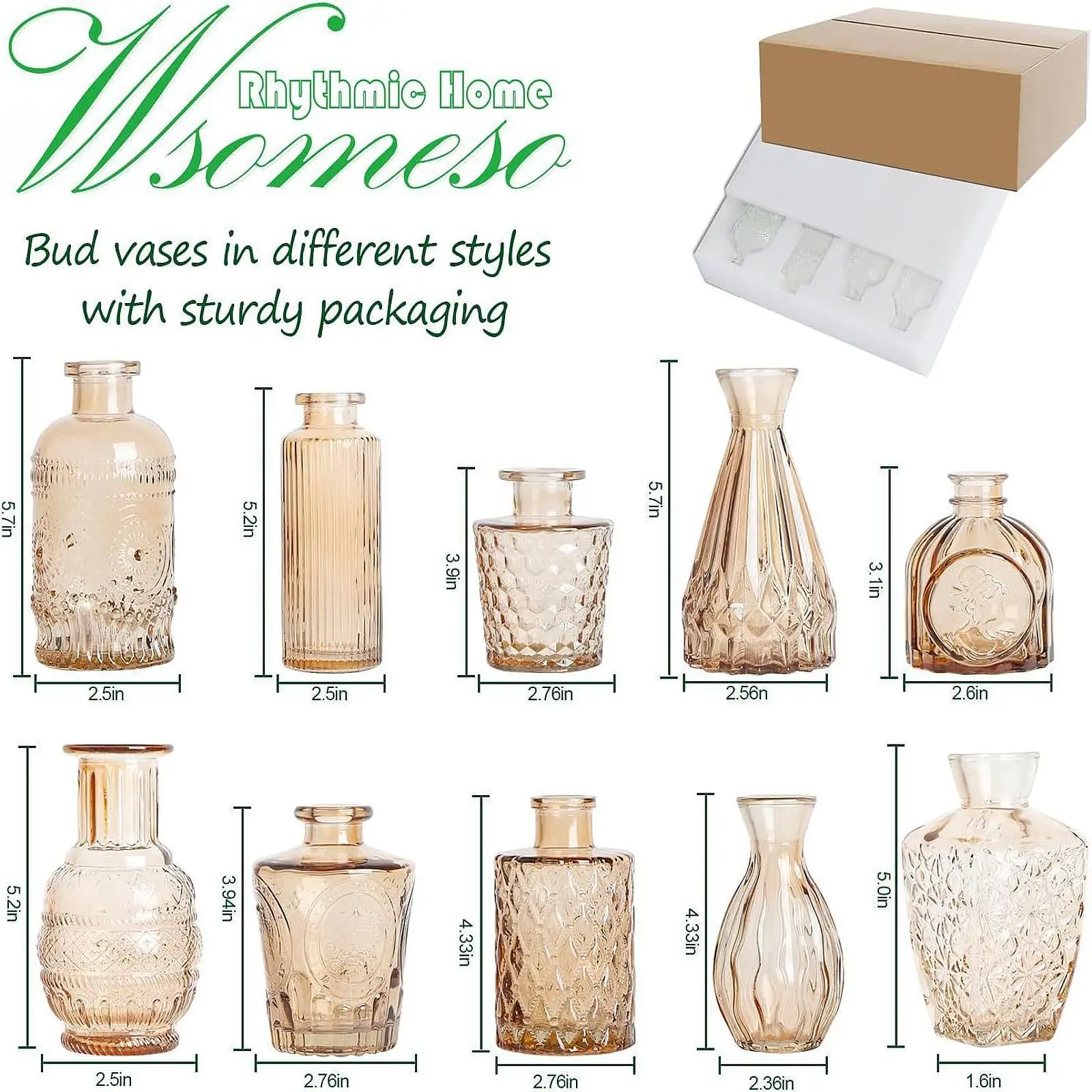 Mini Glass Bud Vases Set 6