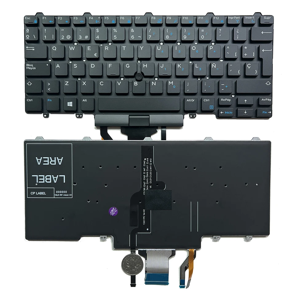 Clavier AZERTY Français Pour Dell Latitude E5450 E7450 7480 7490 - Référence 0W93F7 - Rétroéclairé - Neuf