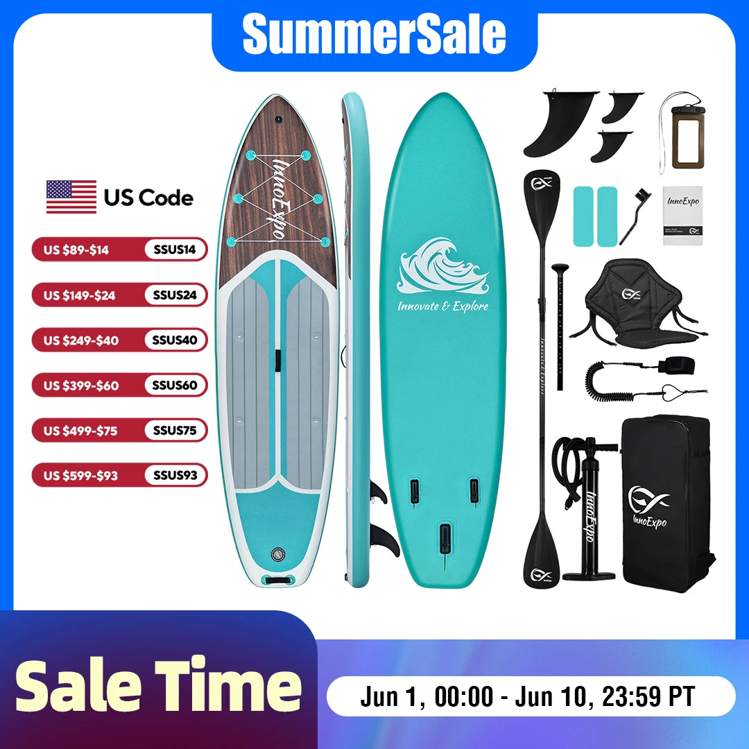 InnoExpo Inflatable Stand Up Paddle Board for All Skill Levels with Premium SUP Paddleboard Accessories,Non-Slip Comfort Deck