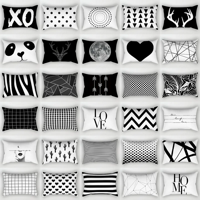 30x50cm Black White Geometric Cushion Cover Car Pillowcase Sofa Cushions Decorative Pillowcover Home Decor Pillow Cases |