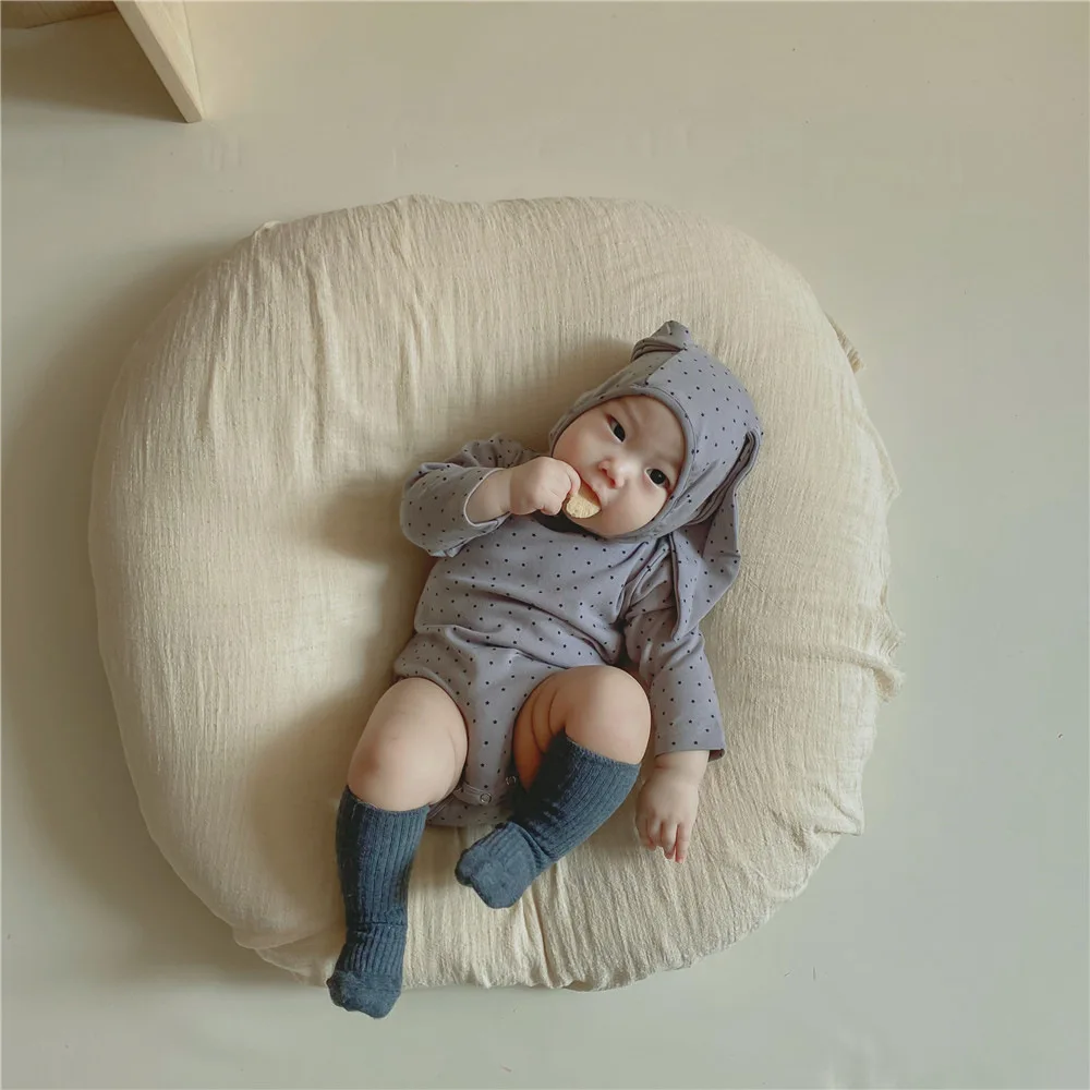 Cotton Baby Bodysuit and Jumper with Hat for Infants