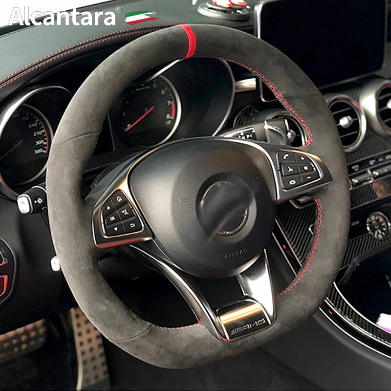 Alcantara Steering Wheel Cover for Mercedes Benz AMG GT C190 R190 A45