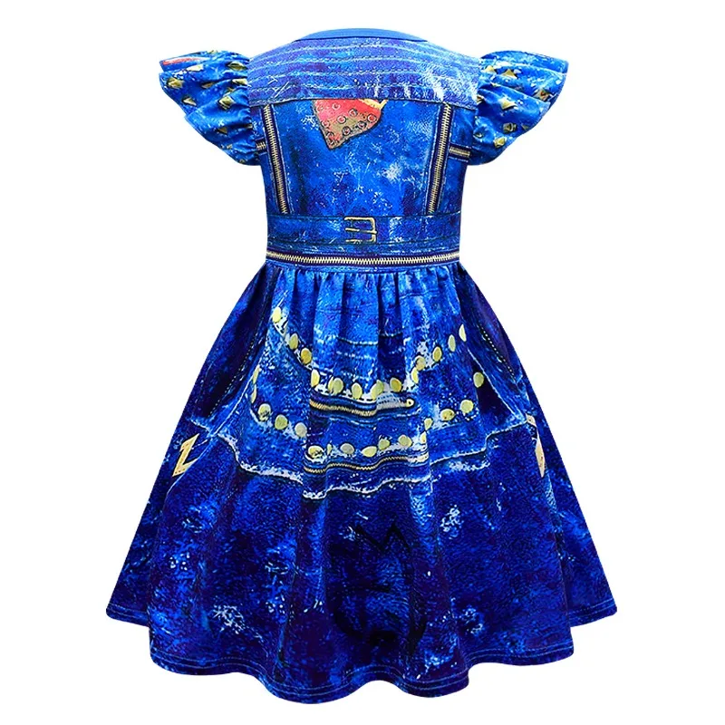 Cosplay Costume Kids Girls Dress Halloween Dress Outfit Blue Audrey Costumes Girl Carnival Costumes Kids Party Evie Descendants Mal Cosplay dress Halloween Party Girls 3-12Y