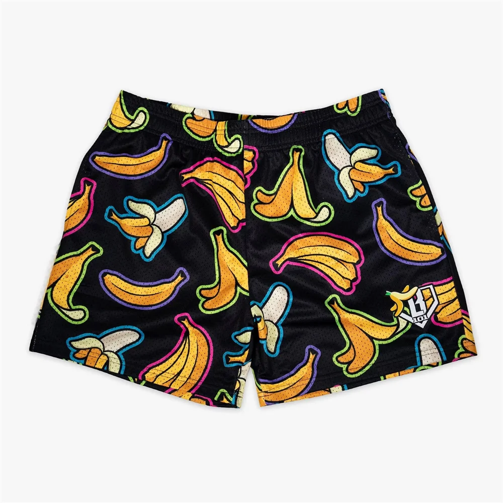 2025 Summer Banana Youth Shorts Fashion Breathable Shorts Casual Men's Beach Shorts Sports Fitness Baseball Shorts Men Women 2