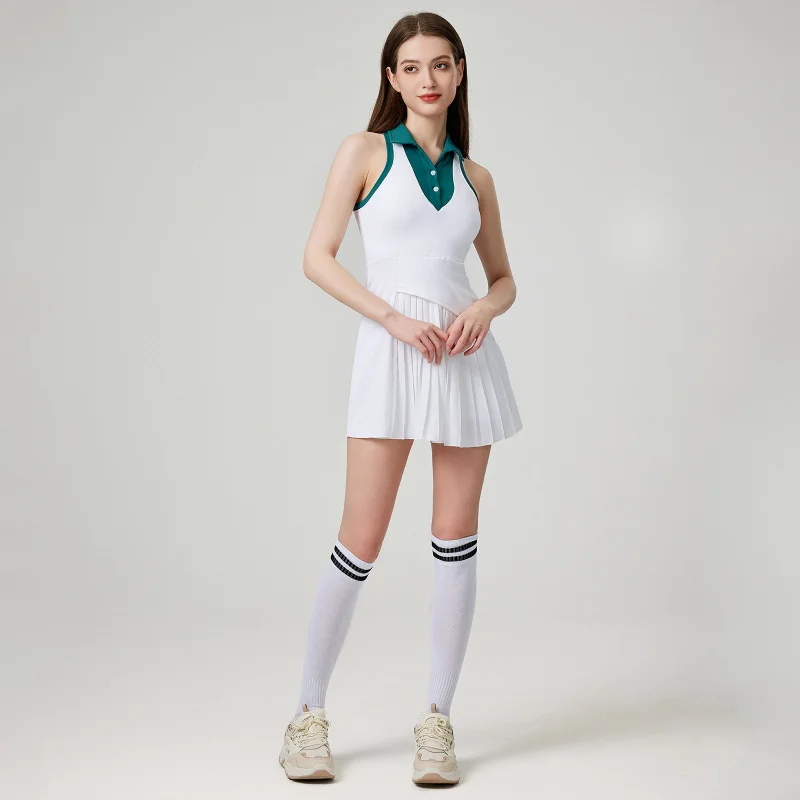 Professional Sleeveless White Women's Sports Tennis Skirt Dress Running Yoga Pickleball Quick-Drying Badminton Pleated Skirts