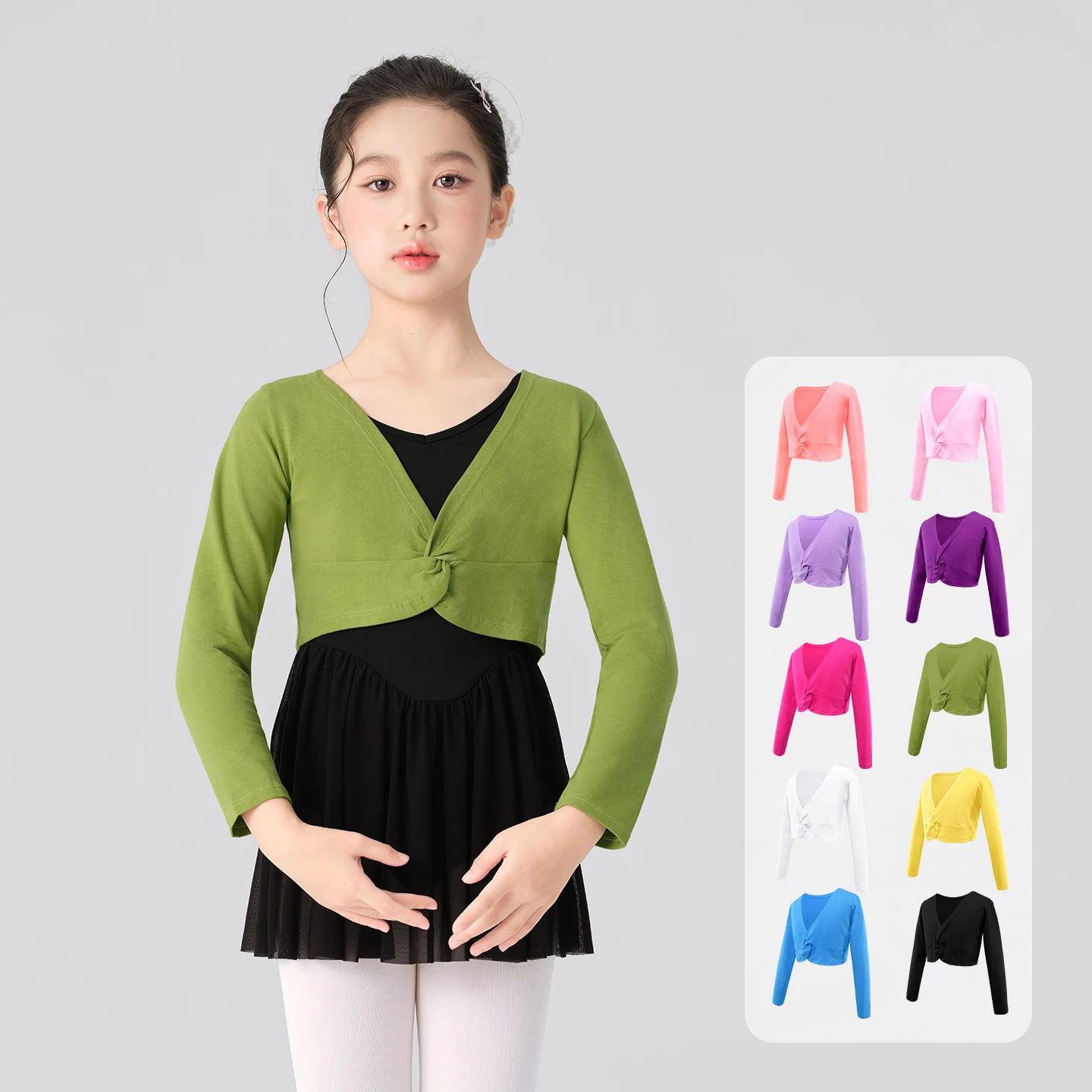 Filles Ballet culture hauts danse Wrap hauts manteaux courts taille haute Ballet veste enfants à manches longues gymnastique châle 10 couleurs