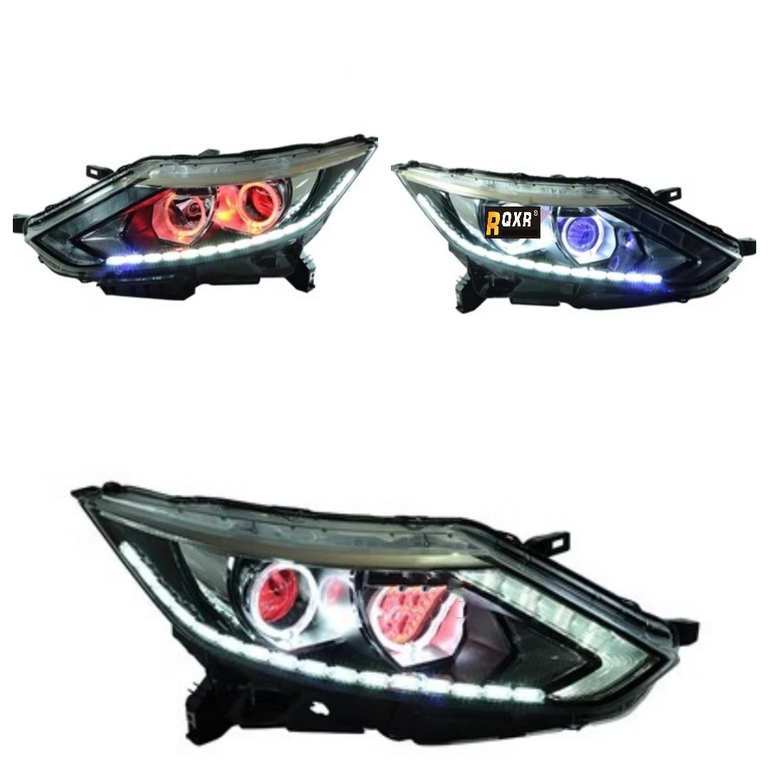

A side Hernia LED Front Headlight assembly for Nissan Qashiqai convert Daytime Running Light Turn signal angel eyes