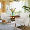 COLAMY Modern Wingback Living Room Chair, Upholstered Fabric Accent Armchair, Single Sofa Chair with Lounge Seat and Wood Le 6