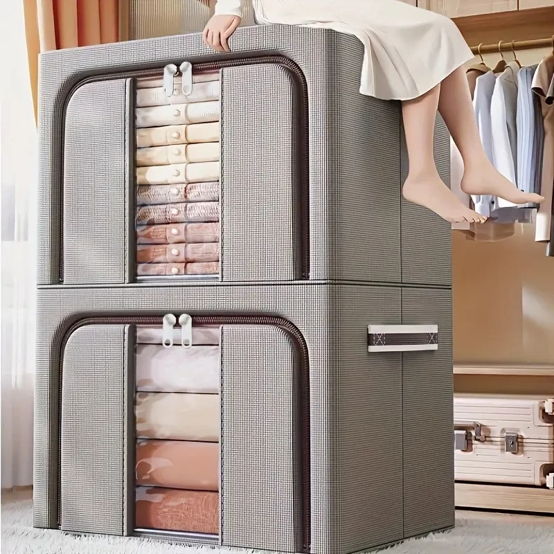 Large Capacity Clothes Storage Box Foldable Oxford Cloth Dustproof Storage Box with Zipper Wardrobe Organizer Household Items 3