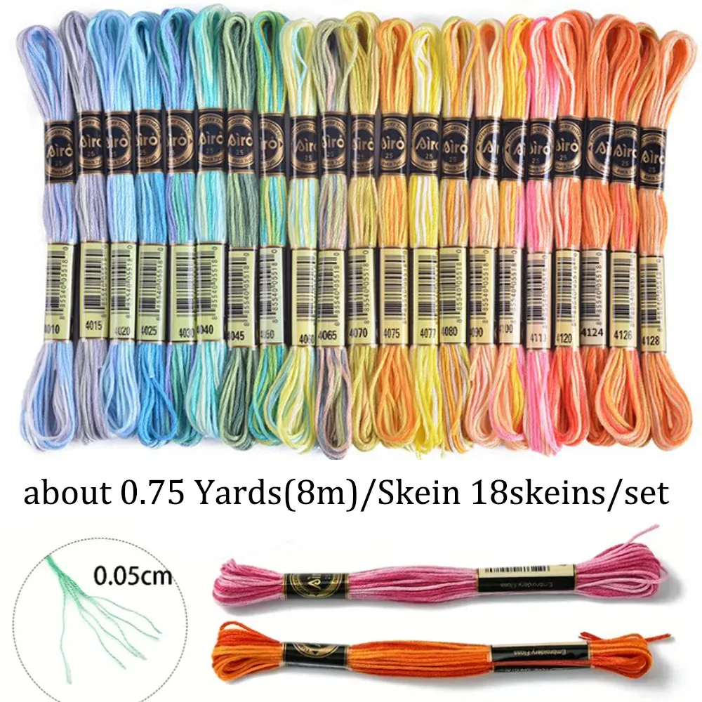 Cross Stitch Floss 18 Colors Embroidery Thread Cotton Sewing Skeins Craft Cross Stitch Floss Kit 8 Meters 6 Strands Sewing Handmade Tool