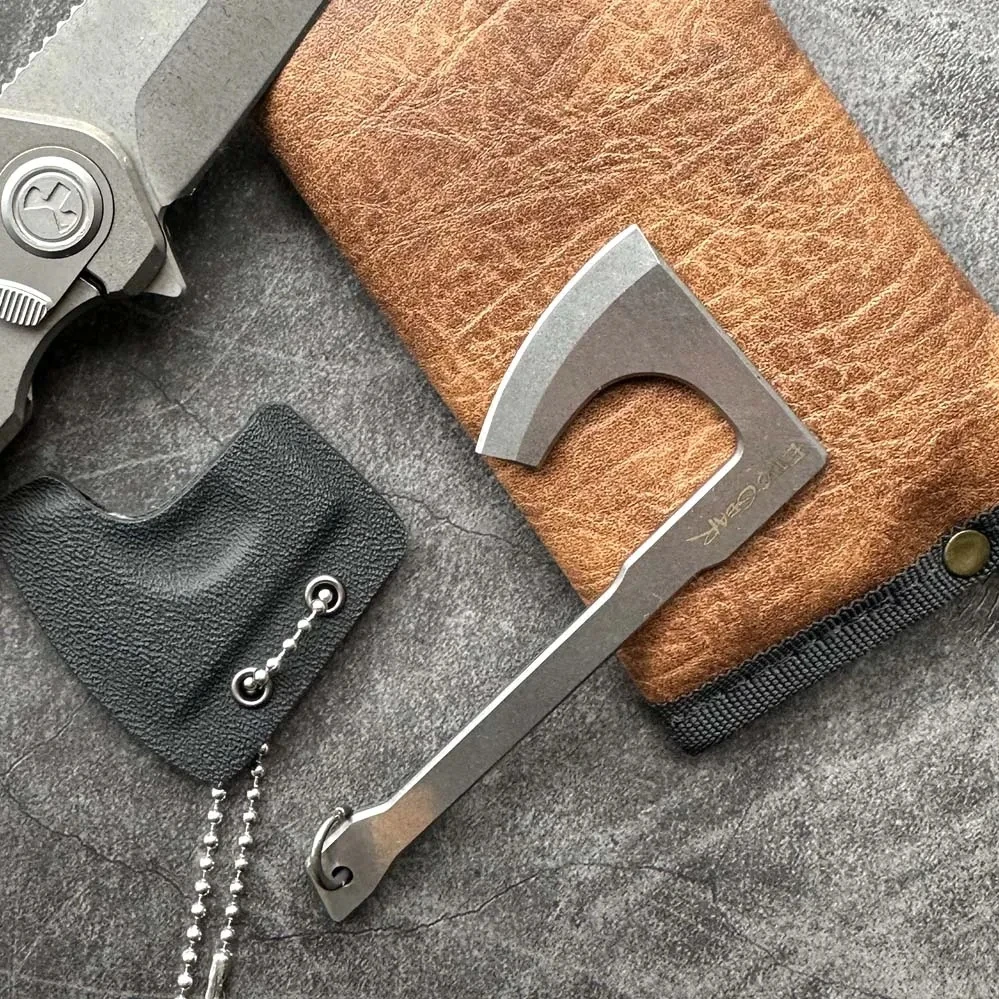 9Cr18Mov Steel Axe blade Kinfe Pendant Outdoor Decorations Necklace Bracelet Camping Gear EDC Tools K-sheath Bead Chai 4