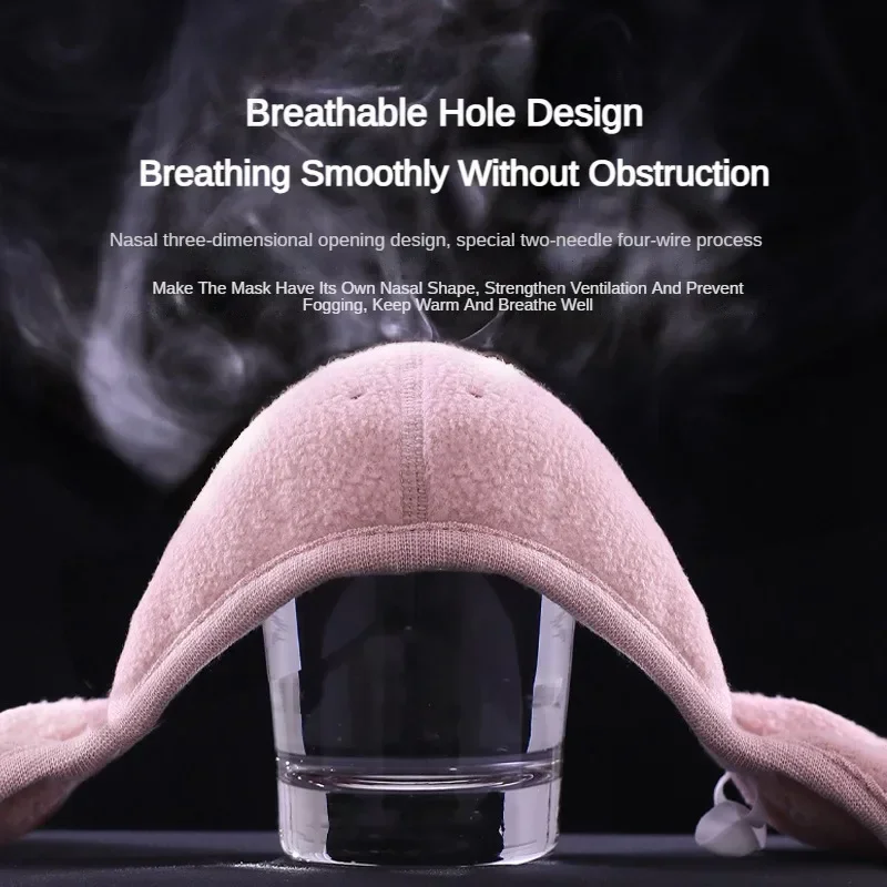 Winter Warm Face Mask Cold-Proof Breathable Earmuff Windproof 3D Polar Fleece Half Face Cover Motorcycle Bicycle Riding Mask