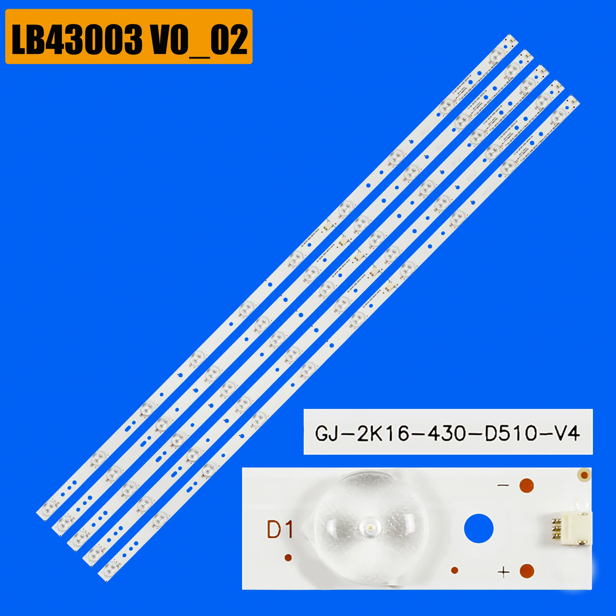 Светодиодные ленты подсветки для 43PFS4112/12 43PUT4900/12 43PFS5301/12 43PFT4131/05 43PUH4900 43LJ500V GJ-2K16-430-D510-V4