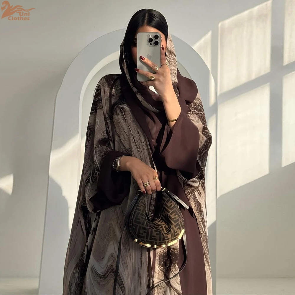 أزياء يوني دبي عبايات مفتوحة مطبوعة بالورود أكمام...