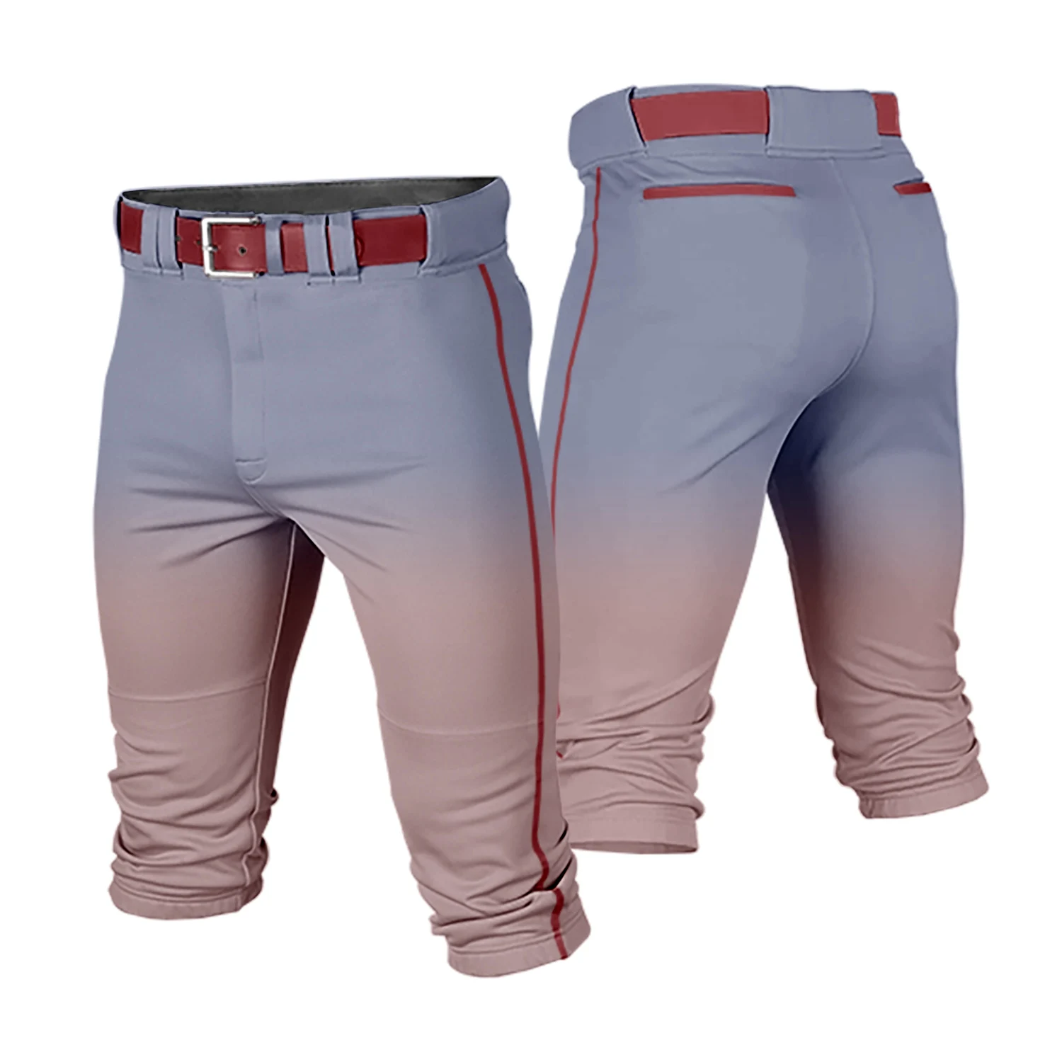 Men Youth Gradient Cropped Baseball Game Pants Softball Training Uniform Breathable Casual Sportswear Running Trousers