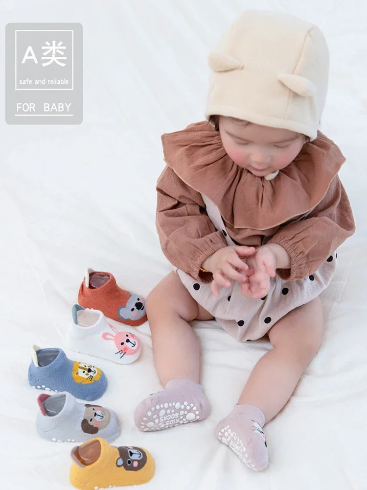 Baby Cartoon Animal Ankle Socks Boys Girls Rubber Dispensing Anti-slip Floor Short Sock for Infant Newborn Cute Cotton Clothes