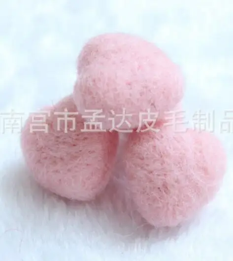 

5ps pink wool heart 5cm