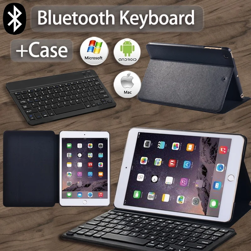 

For Apple IPad Air 1 2 3 4 5/IPad Pro/IPad Mini/IPad 2 3 4/5 6 7 8 9th Tablet Cover Flip Case + Wireless Bluetooth Keyboard+ Pen