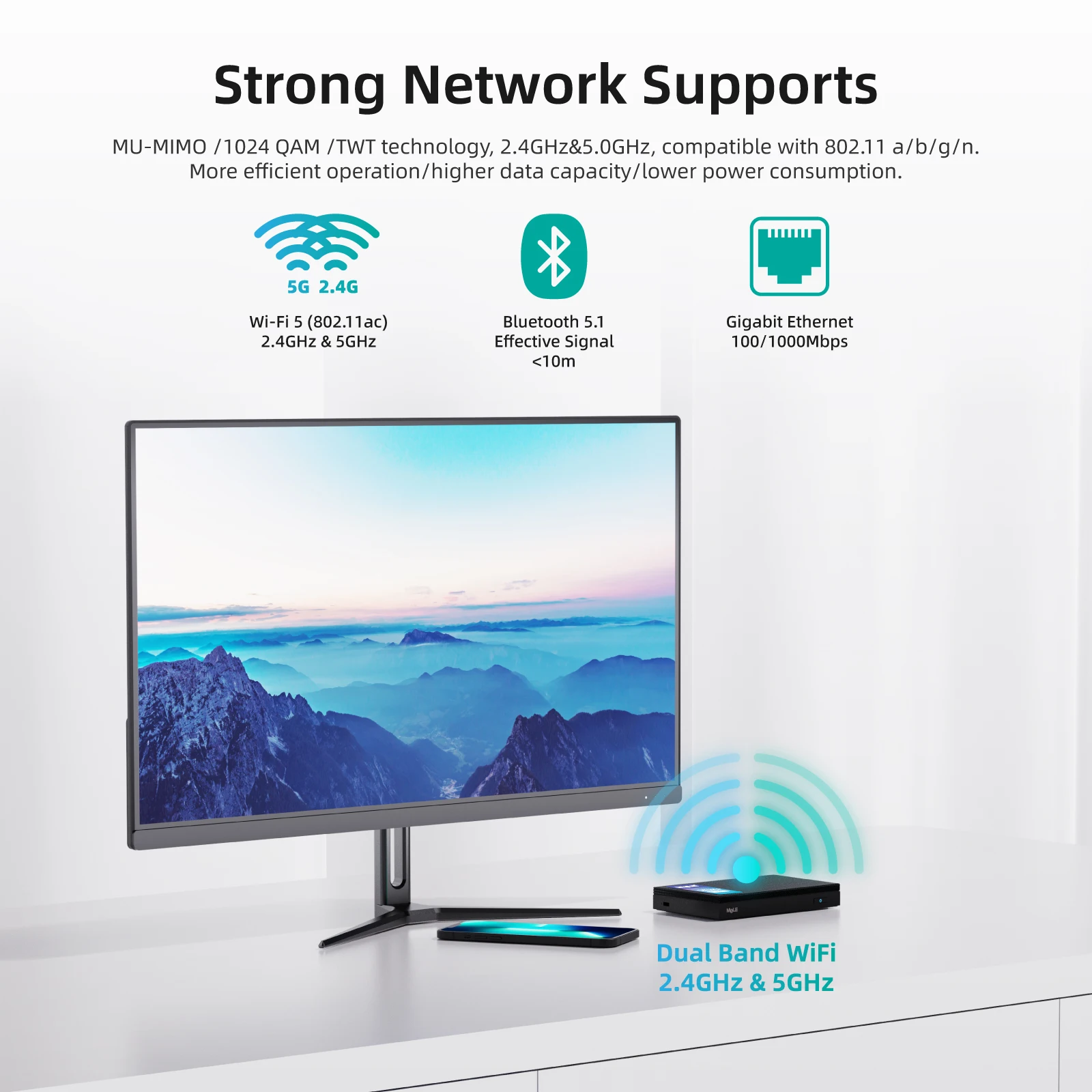 MeLE Mini PC Windows 11 Pro Quieter3Q N5105 LPDDR4 8GB ROM 128GB M.2 SSD (Up to 2.90GHz) Dual HDMI2 4K 60Hz BT5.1 Wi-Fi 5 USB3.0 5