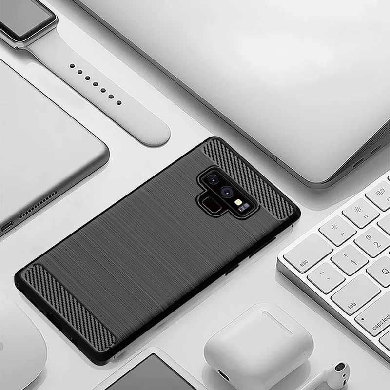 Shockproof Silicone TPU Bumper Carbon Case for Samsung Galaxy Note 9