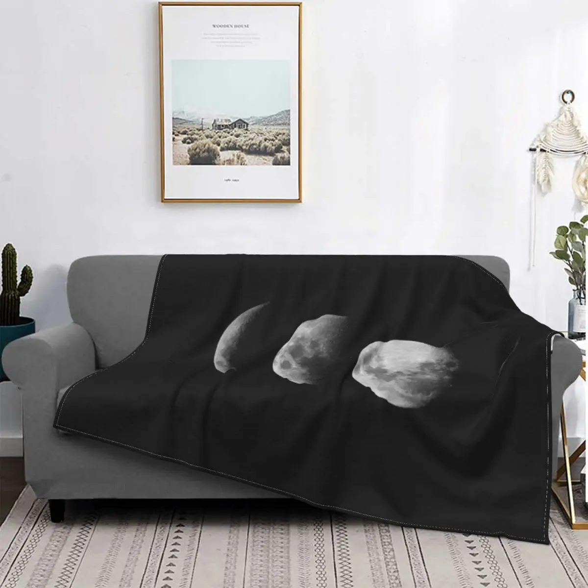 

Lunar Moon Eclipse Blanket Flannel Textile Decor Dark Space Sta Breathable Super Soft Throw Blankets for Bedding Outdoor Quilt