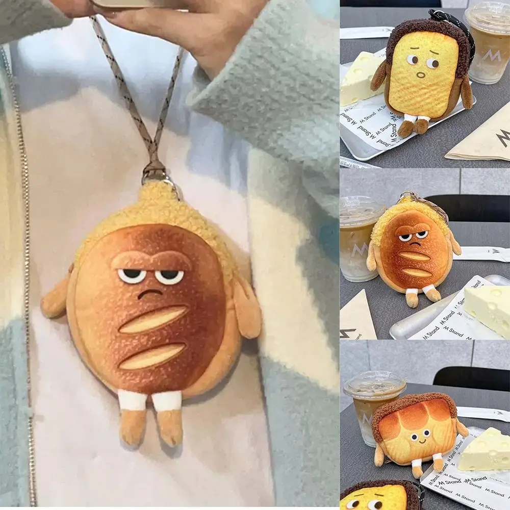 

Toast Coin Purse Funny Bread Expression Plush Plush Wallet Bag Pendant Gift