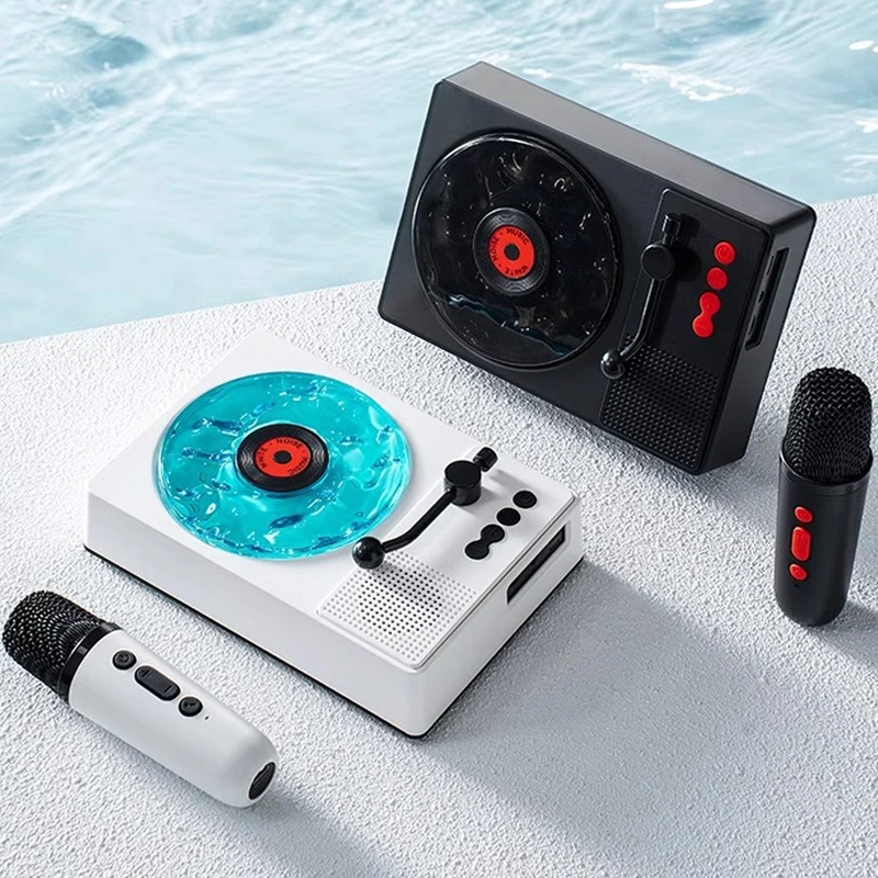 Portable Wave Bluetooth Speaker Wireless Karaoke Soundbar Microphone White Noise Sleep Aid Music Box RGB Light TF Card Player