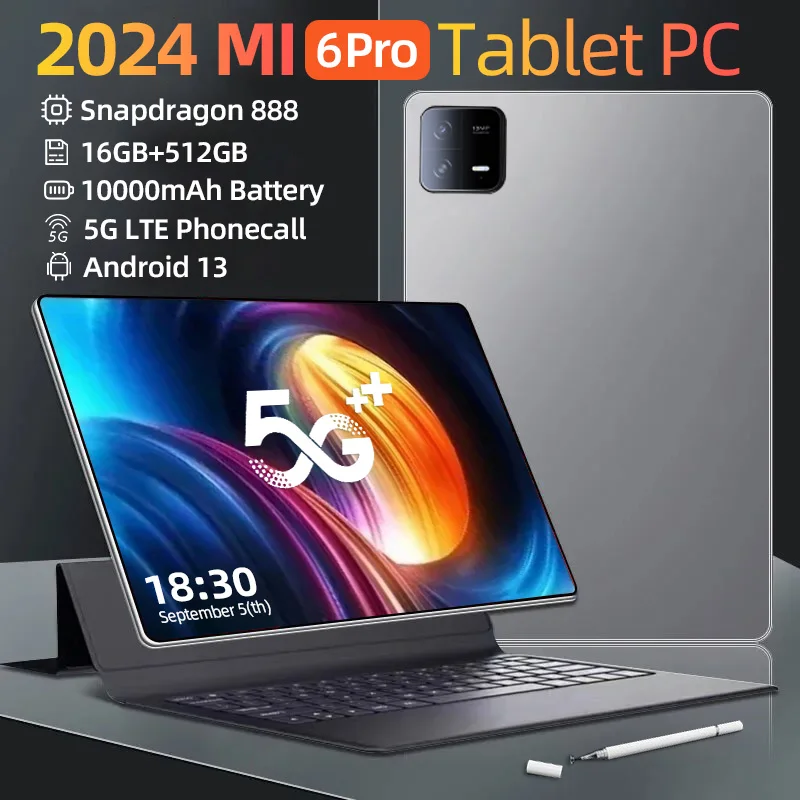 2023 오리지널 글로벌 버전 패드 6 프로 태블릿 PC, 스냅드래곤 888, 10000mAh, 안드로이드 13.0 RAM, 16GB ROM, 512GB, 11 인치, 5G 와이파이, 미 탭