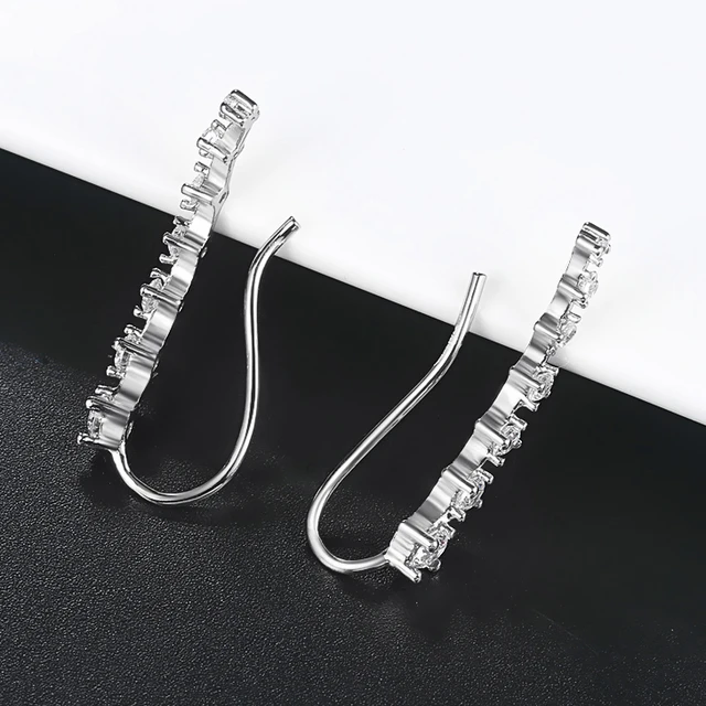 85912-611f0c.jpg Boucles d'oreilles longues en Zircon pour femmes, crochet, Clip, ensemble à quatre dents, escalade, manchette, bijoux à la mode, cadeaux, E527