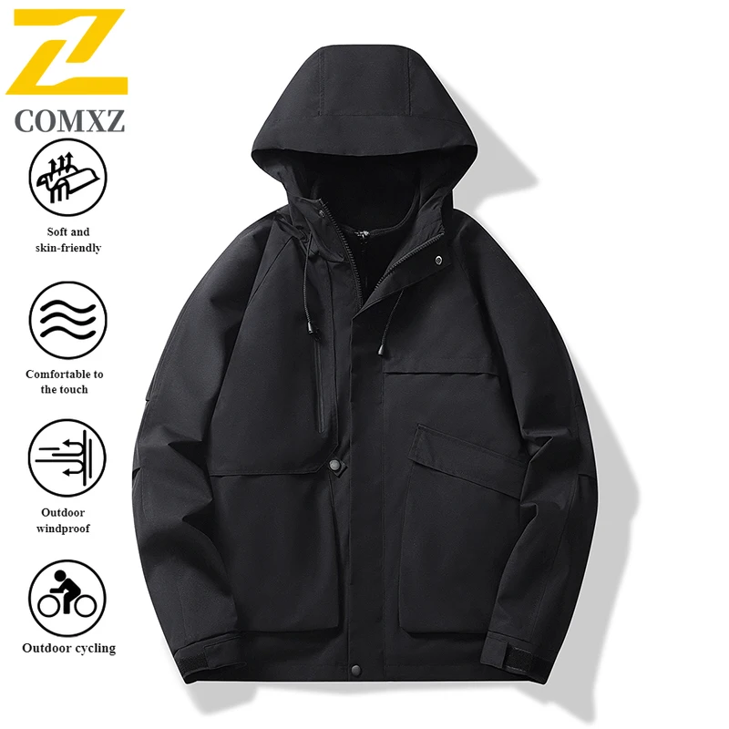 Men's Windbreaker Waterproof Windproof 3-in-1 Detachable Winter Jacket for Hiking Mountaineering Outdoor Workwear Shell Coat