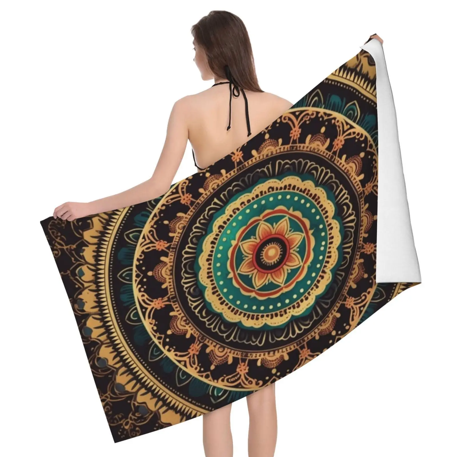 

Банное полотенце с мандалой, дорожные спортивные барные полотенца для взрослых и детей, пляжное полотенце с цветами в богемном стиле, быстросохнущее полотенце из микрофибры для душа и плавания