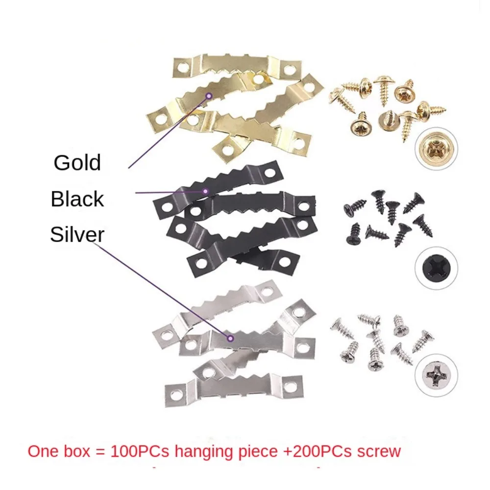 Hanging Hooks Picture Frame Hangers Wall Hooks 50100Sets Sawtooth Picture Frame Hanger Hanging Photo Oil Painting Mirror Saw Tooth Hooks Screws 7x40mm