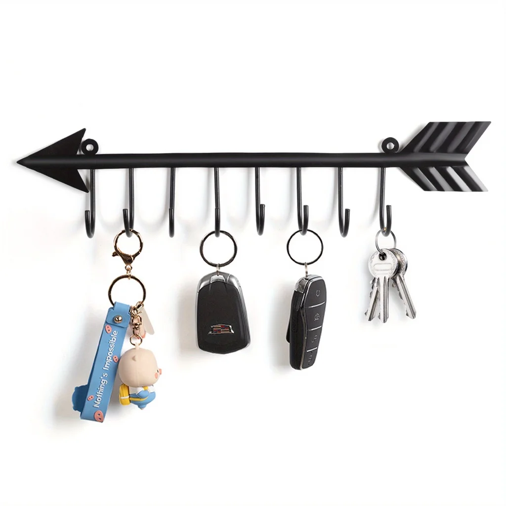 1pc Wall Mounted Arrow Shaped Key Holder, Decorative Key Holder, Household Organizer Key Hanger Rack Towel Rack，Coat rack 3