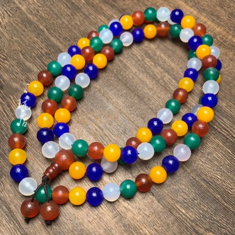 

Natural stone bead agate crystal lava jade quartz jewelry necklace women's high-end 108 sweater chain color lengthening colorful