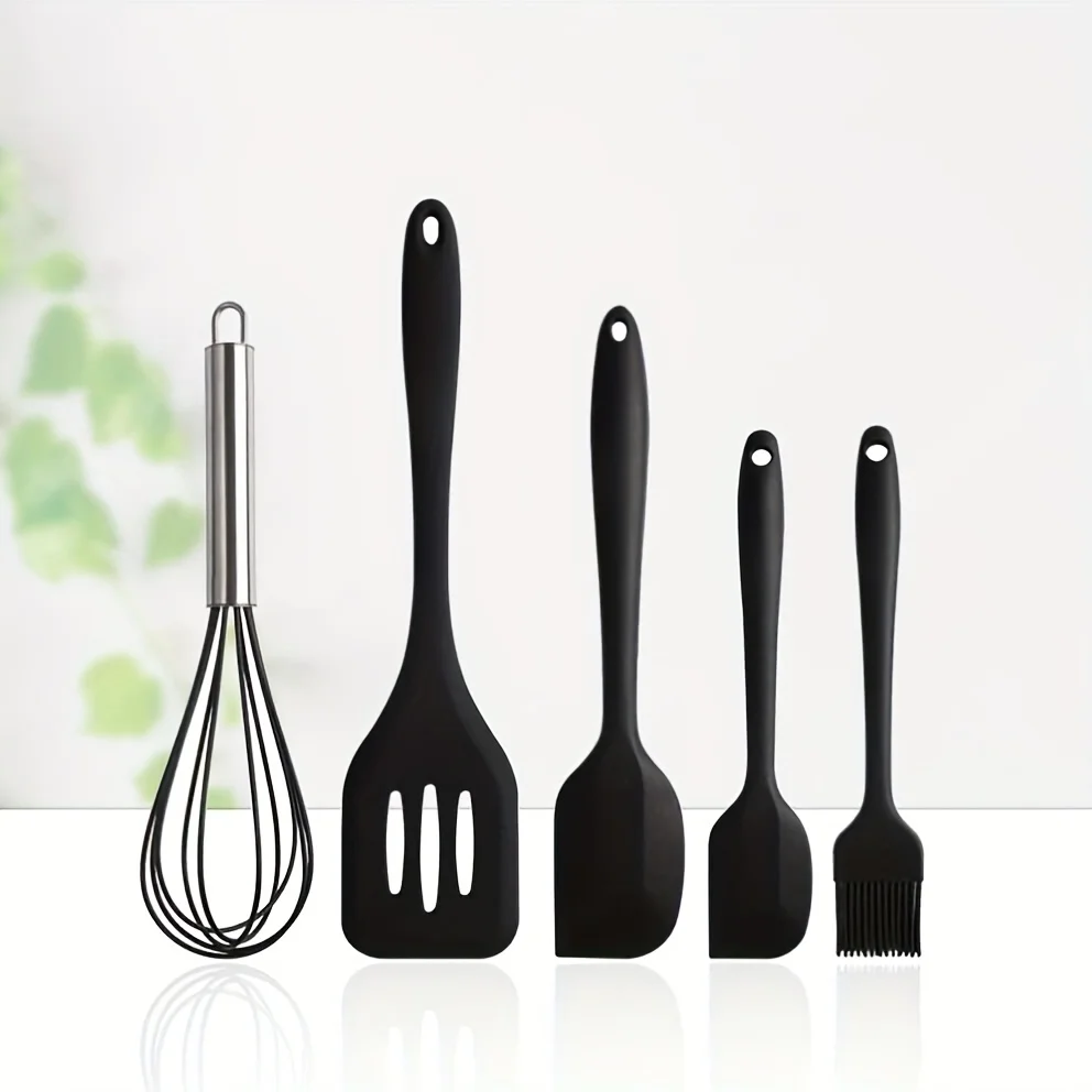 Silicone Kitchenware Cooking Utensils Set Non-stick Cookware Spatula Shovel Egg Beaters Wooden Handle Kitchen Cooking Tool Set