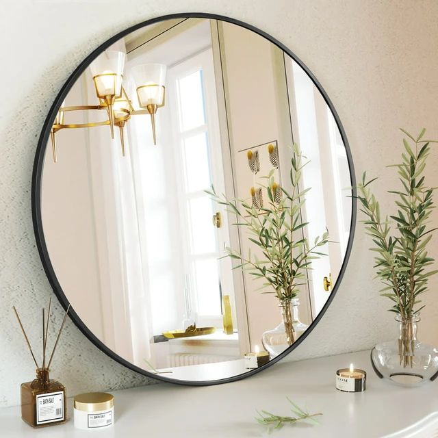Round Mirrors Wall Mirror 24 Inch, Black Circle Mirror for Bathroom, Round  Wall Mirrors for Living Room, Easy Hanging Vanity Mi - AliExpress