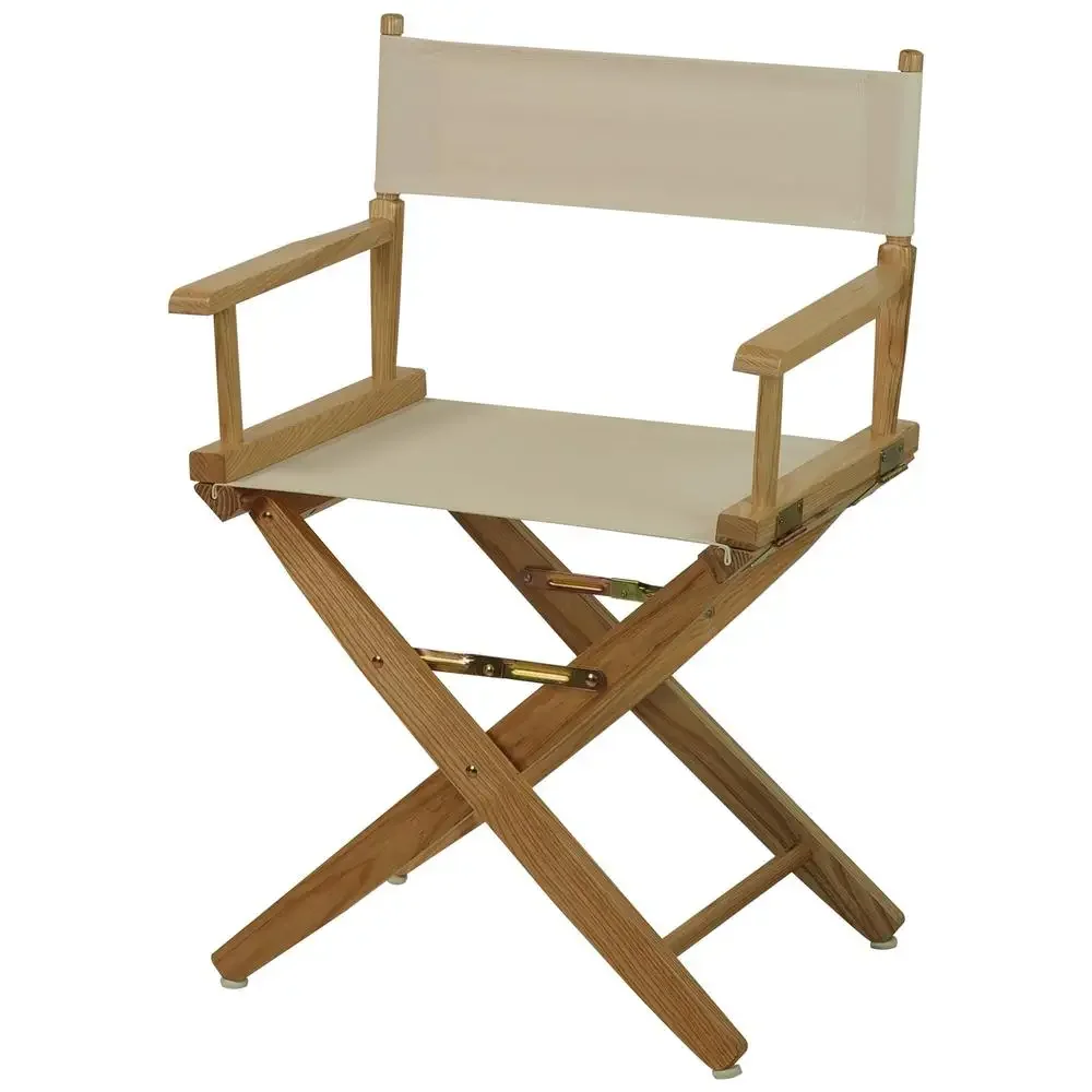 Wide Director Chair Solid Oak Frame Extra-Wide Seat Color Options 4