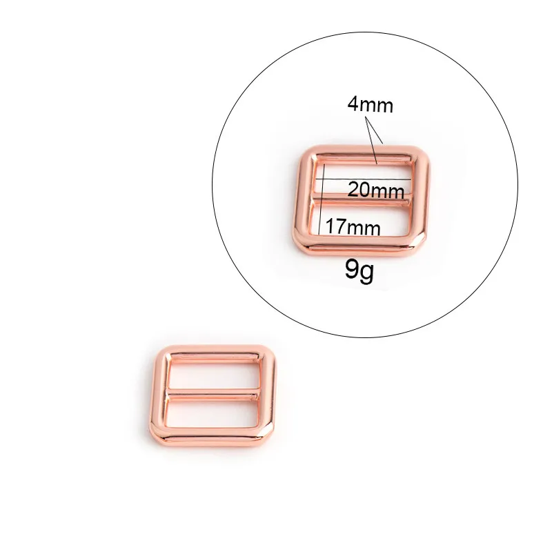 Rose Gold Metal Buckles and Sliders for Straps and Belts - Adjustable Tri Glide Accessory Set (5/10/20pcs)