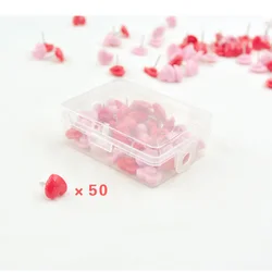50PCS Kitchen Push Pins Heart Push Pink Red Wall Tacks Decorative for Cork Board Home and Office