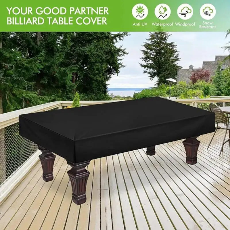 Pool Table Cover 210D Oxford Cloth Waterproof Pool Table Cover with Drawstring | 7/8/9 Ft Indoor Outdoor Protector Cover 5