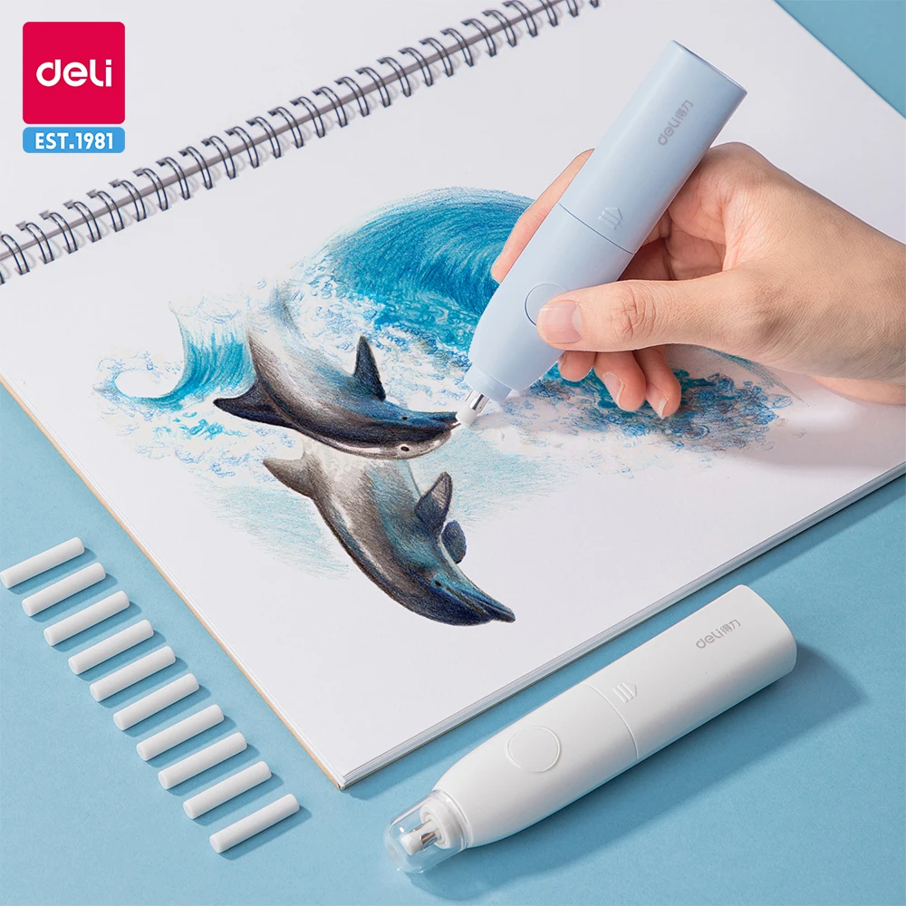 델리 전기 지우개 클리너 아트 지우개, 자동 스케치 페인팅 지우개, 지우개 리필 포함, 십대 학교 용품