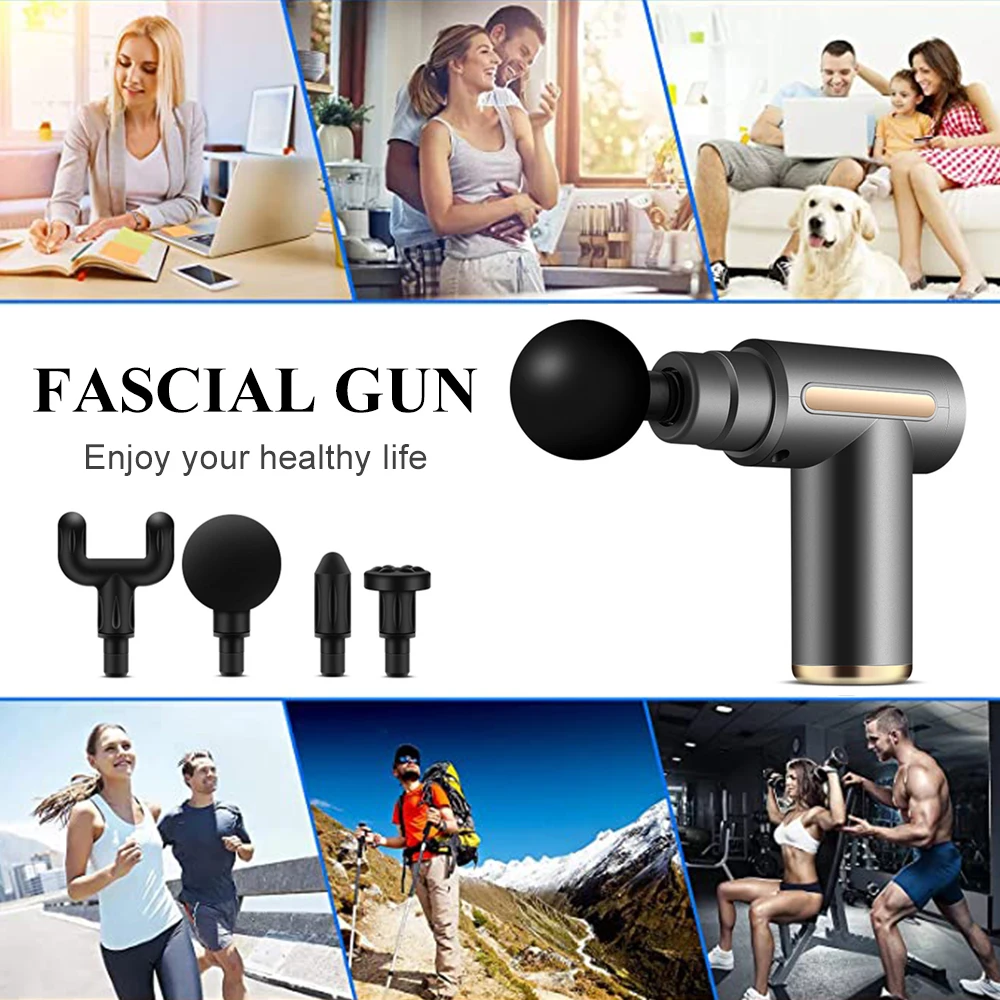 Elektrisches Mini-Fasziengewehr-Muskel-Körpermassagegerät, Rücken-, Nacken- und Gewebestimulator, Perkussion, Säurelinderung, Schmerzlinderung, Entspannung, Abnehmen, Formgebung_voghion.com