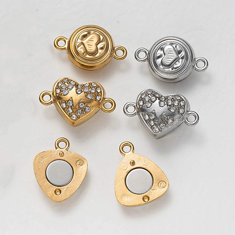 2 Sets Edelstahl Zirkon Magnetverschluss für Halsketten und Armbänder, Schmuckverschlüsse, Verlängerungen, Verschlussadapter für DIY-Bastelarbeiten – Detail 3