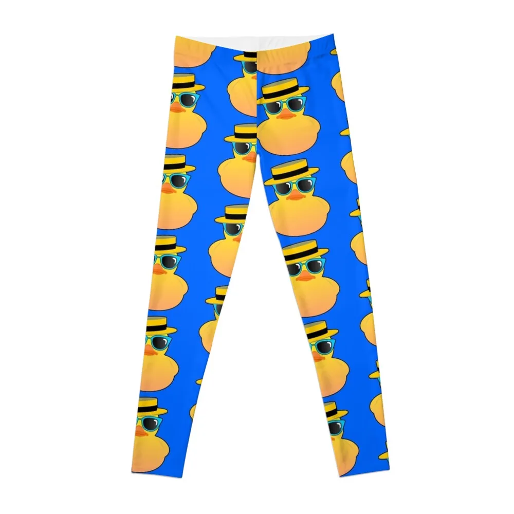 Rubber Duck Ducky wearing Boater hat and sunglasses Leggings Clothing fitness Women's trousers gym clothing Womens Leggings