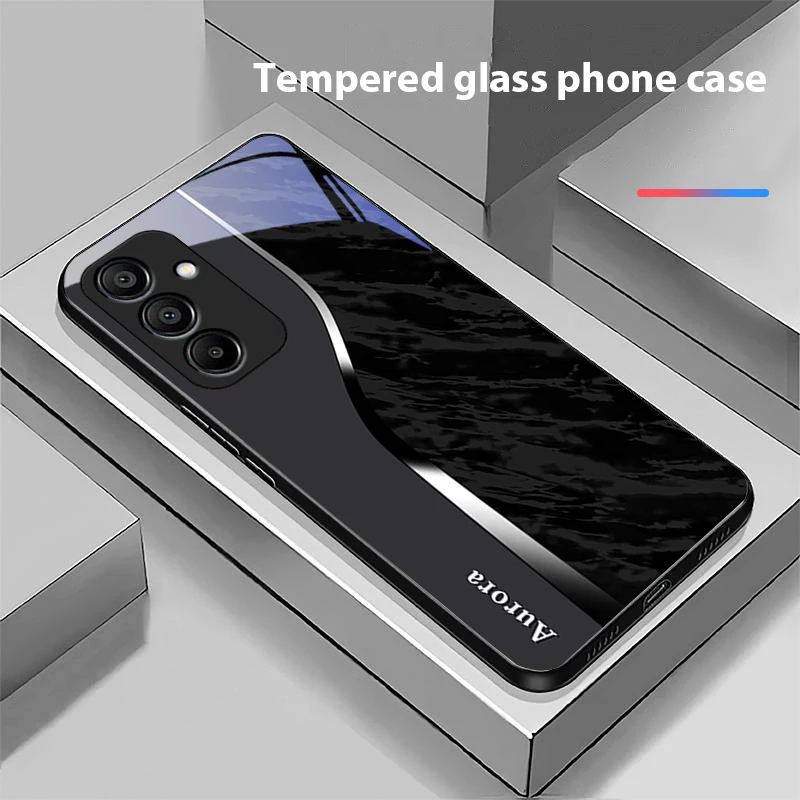 Water Pattern Purple Black Tempered Glass Phone Case