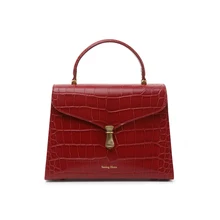

Ymh Crocodile Pattern Genuine Leather Portable Wedding Bag Female Bride Shoulder Red High Sense Bag