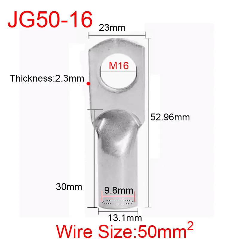 JG6/10/16/25/35/50/70/95/120-300 Marine Copper Screw Hole Electric Wire Cable Ring Tubular Cord End Lug Connector Crimp Terminal - Image 45