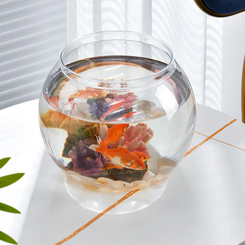 

1 Set of Fish Bowl Plastic Transparent Small Aquarium Small Goldfish Fish Tank with Stand