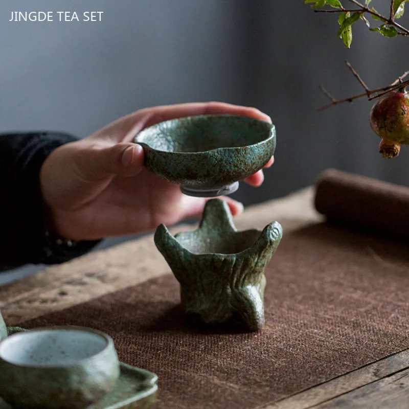 Ancient Rough Pottery Tea Set Home Ceramic Beauty Teapot and Cup Set Handmade Custom Filter Teapot Zen Master Cup